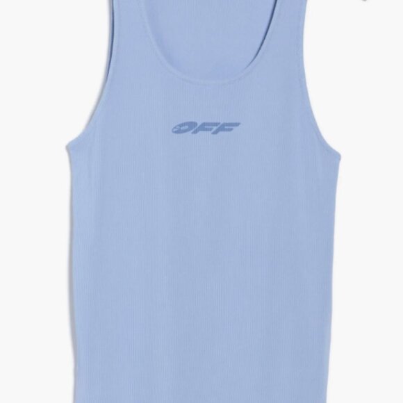 Stretch Cotton Logo Tank Off-White Blue - Picture 4 of 16